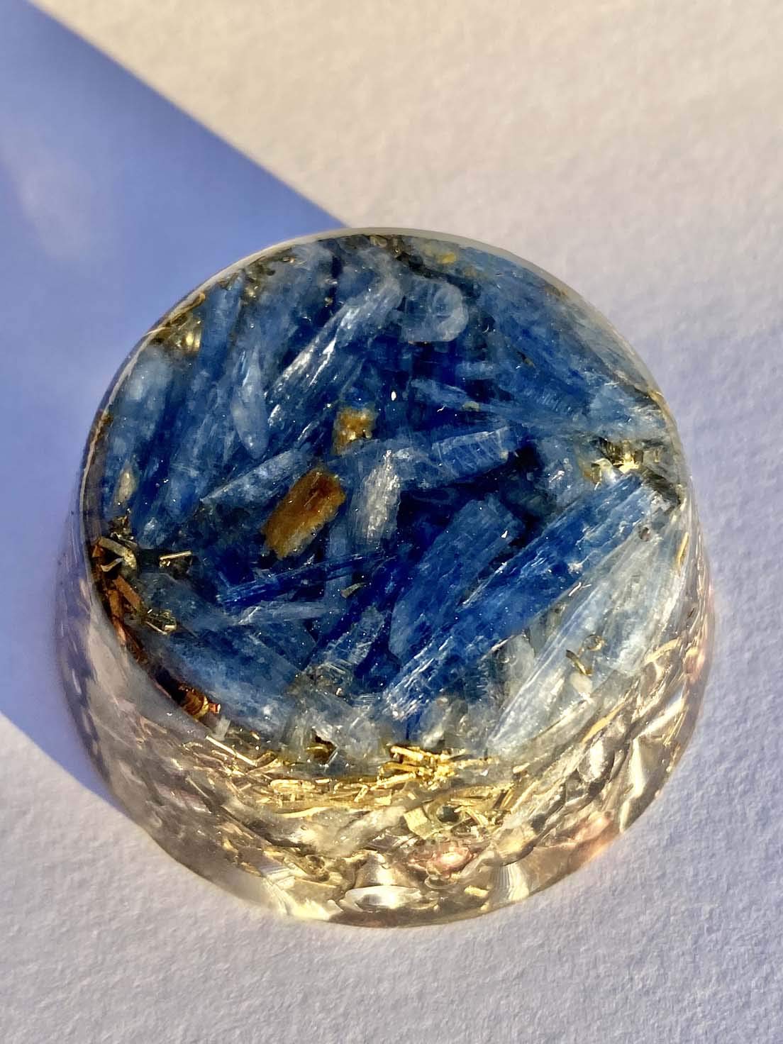 Rise Perspective Blue Kyanite Orgone Generator packaging reflecting artisanal quality