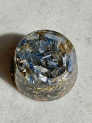 Rise Perspective Blue Kyanite Orgone Generator top view showing energy-cap design for calm spaces