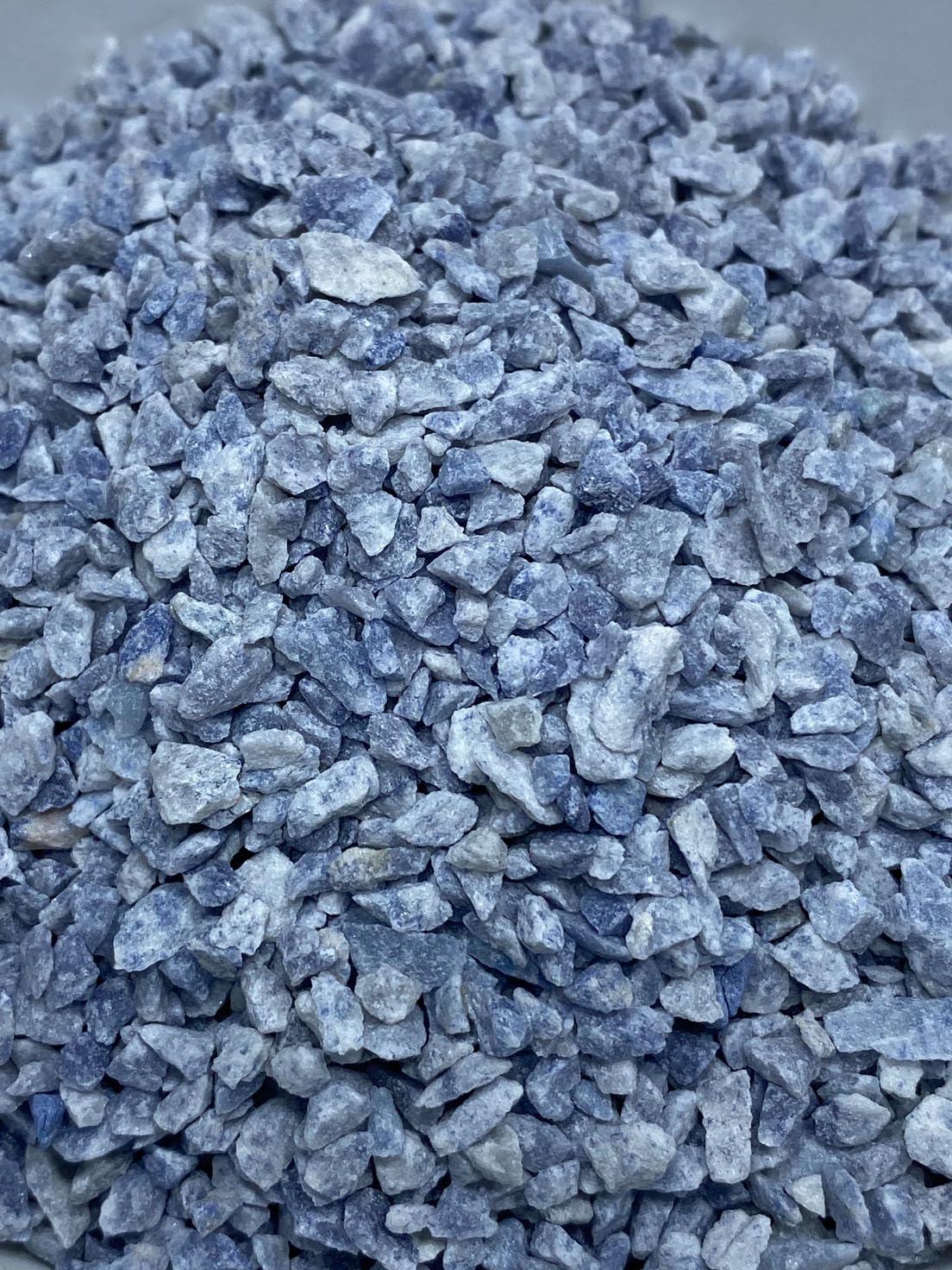Rise Perspective medium blue quartz chips close-up for art and jewelry.