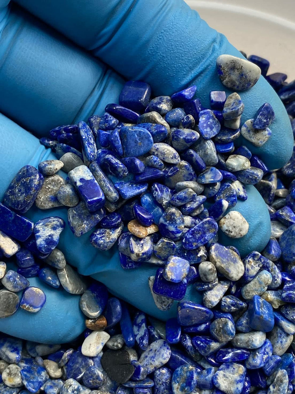 Rise Perspective Lapis Lazuli chips used in meditation and calm spaces.
