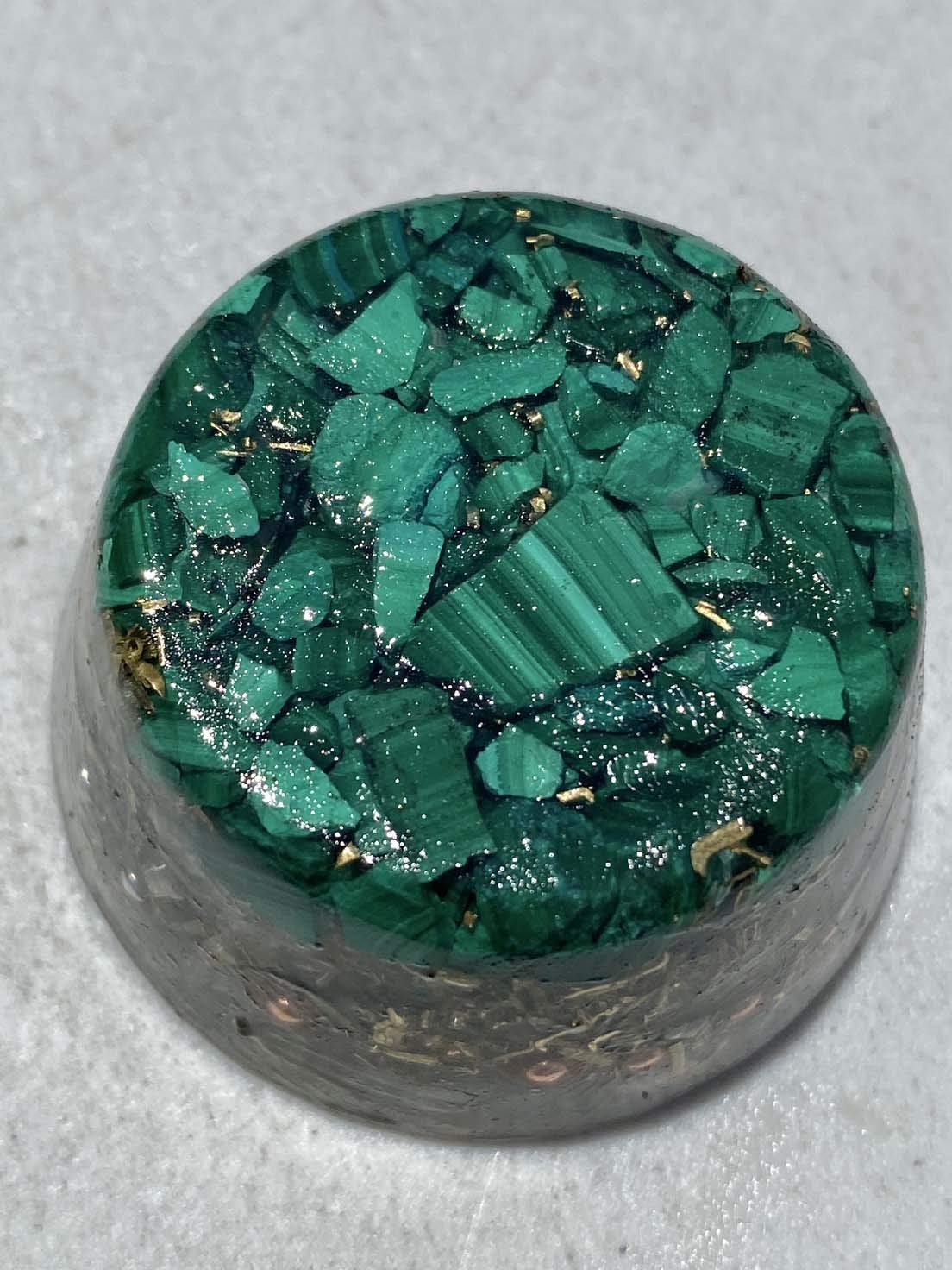 Rise Perspective Malachite Orgone Generator mixed crystals enhance subtle energy fields