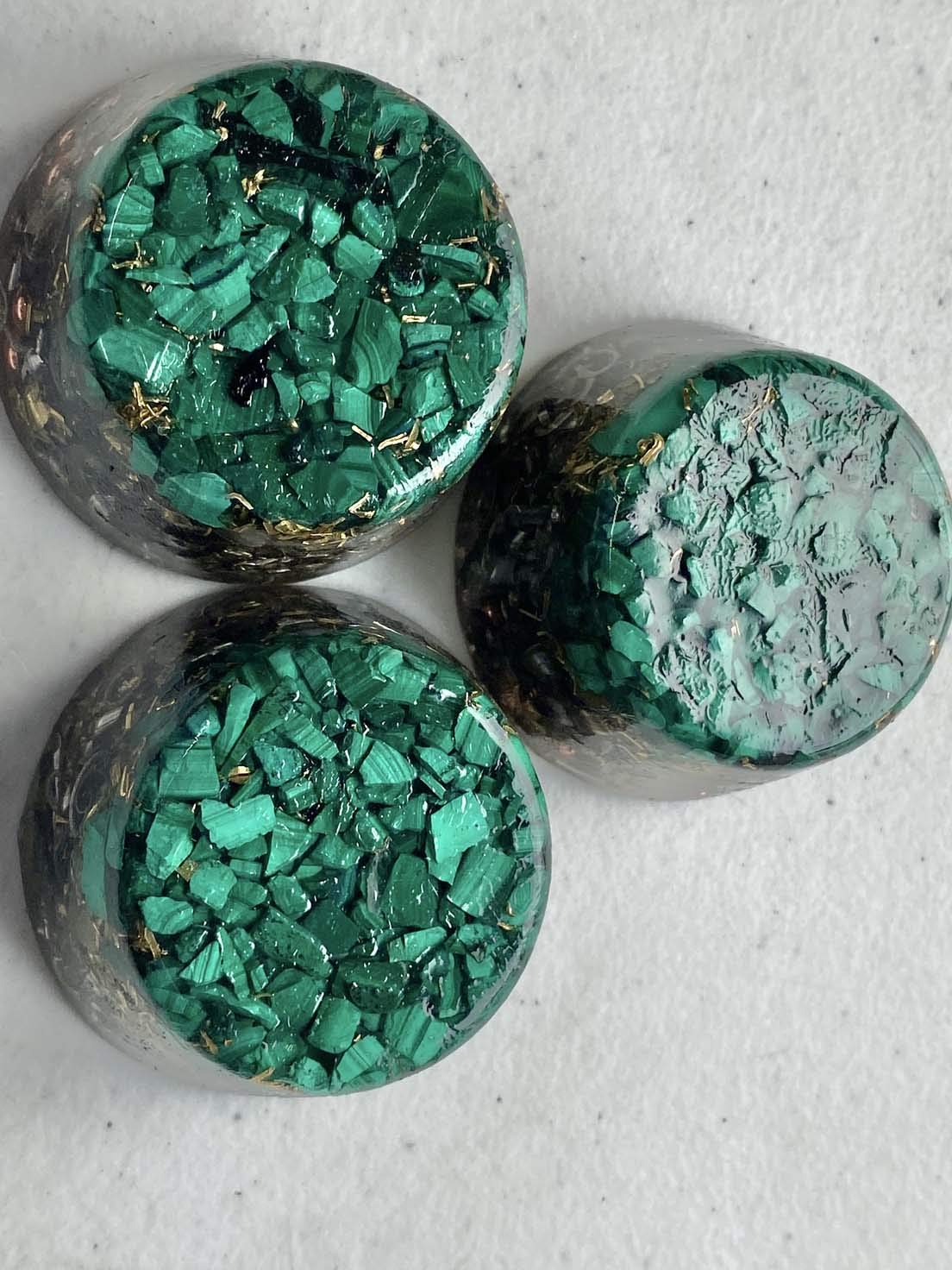 Rise Perspective Malachite Orgone Generator pyrite and selenite for grounding energy
