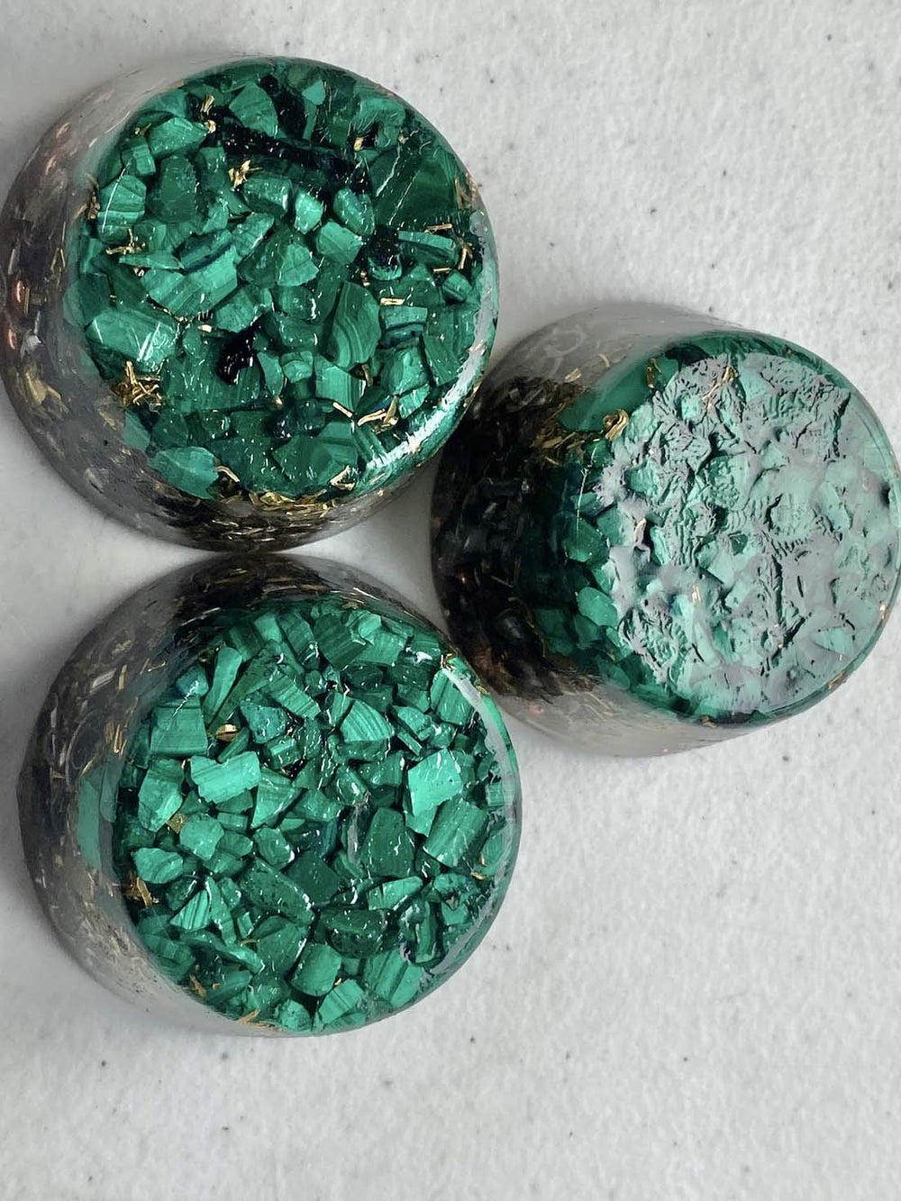 Rise Perspective Malachite Orgone Generator pyrite and selenite for grounding energy