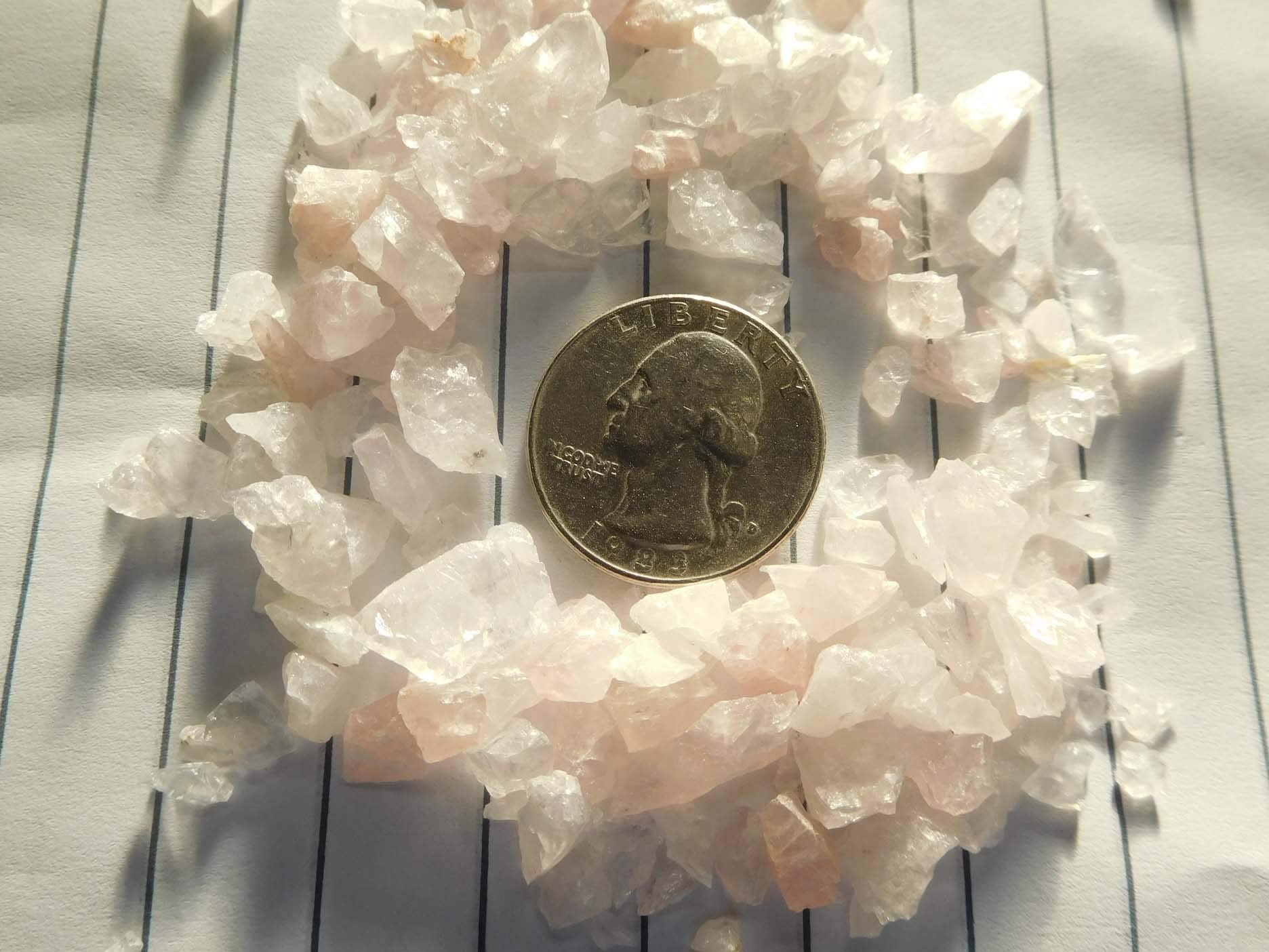 Rise Perspective Pink Rose Quartz closeup texture highlights soft pink hues for crafts.