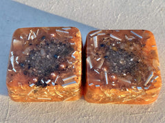 Rise Perspective Rose Gold 2 Mini Cube Tower Busters with crystal orgone for calm energy and decor