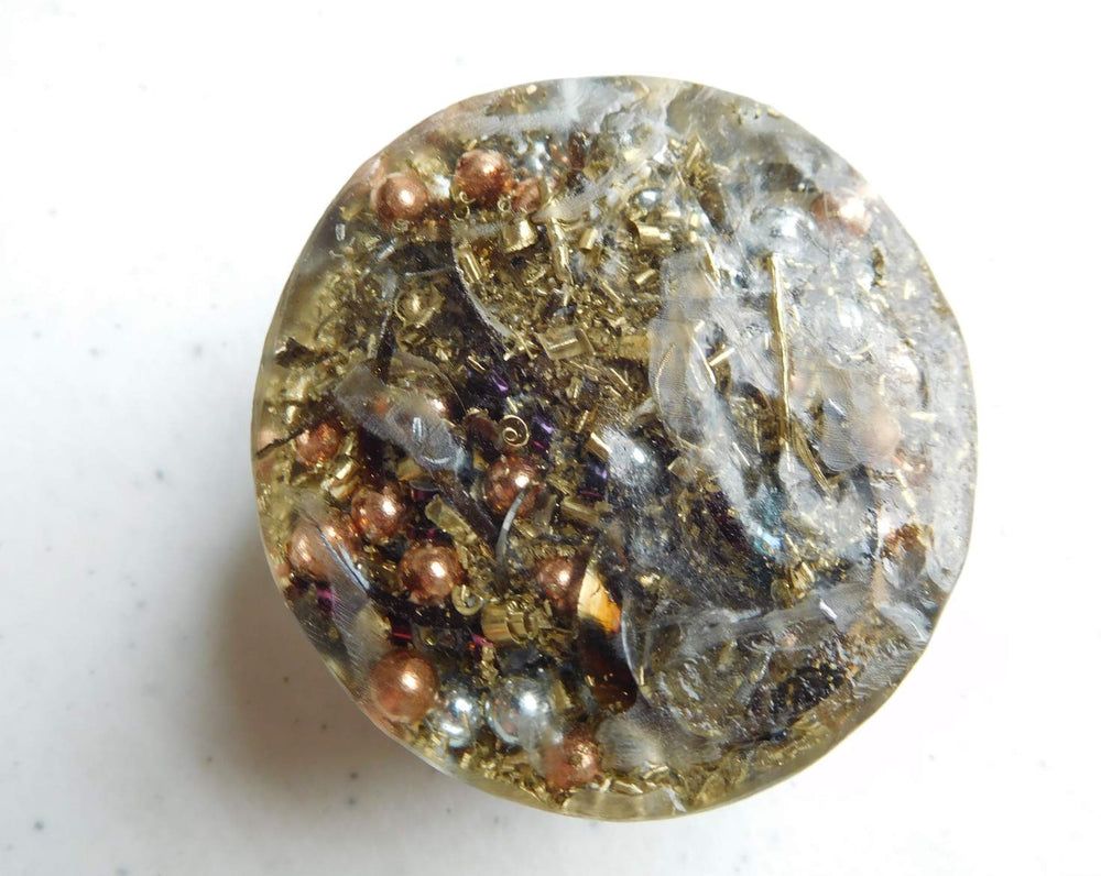 Rise Perspective Selenite crystal in orgone piece promotes calm atmosphere