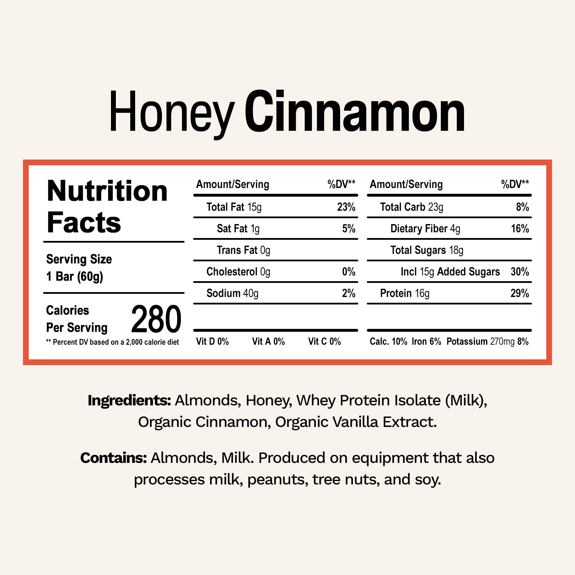 Rise Whey Bar Honey Cinnamon close-up shows protein-rich bar with a creamy interior.