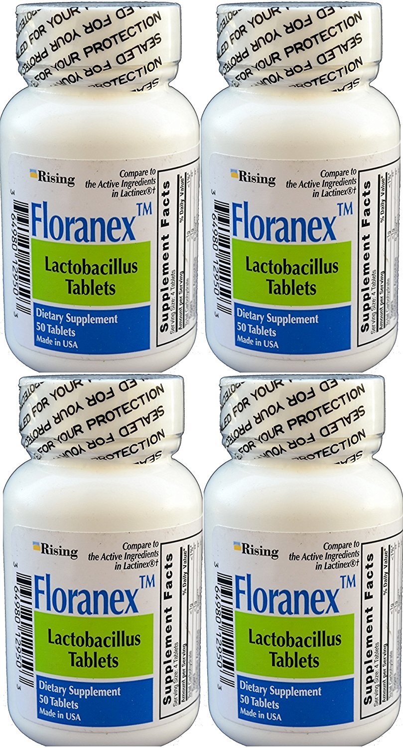 Rising Floranex probiotic bottle highlights shelf-stable packaging for easy daily use.