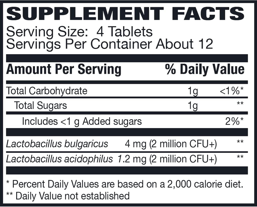 Rising Floranex bottle back label explains ingredients and daily digestive support