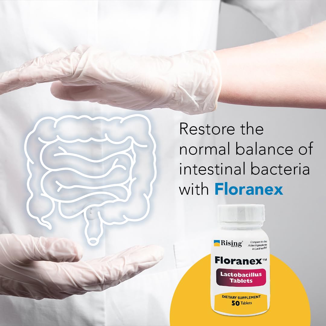 Rising Floranex packaging on a shelf, trusted probiotic option for gut health