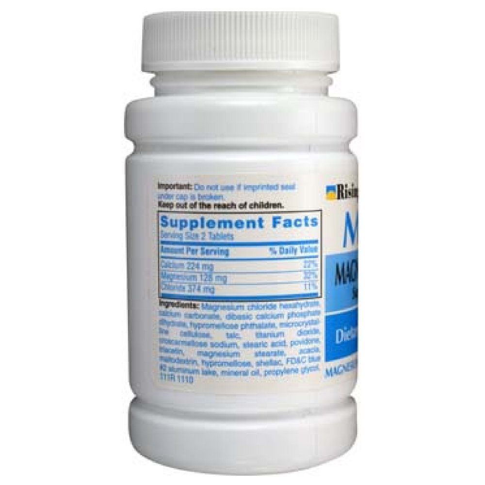 Rising Mag64 tablets in blister pack close-up, showcasing convenient calcium-enriched magnesium support