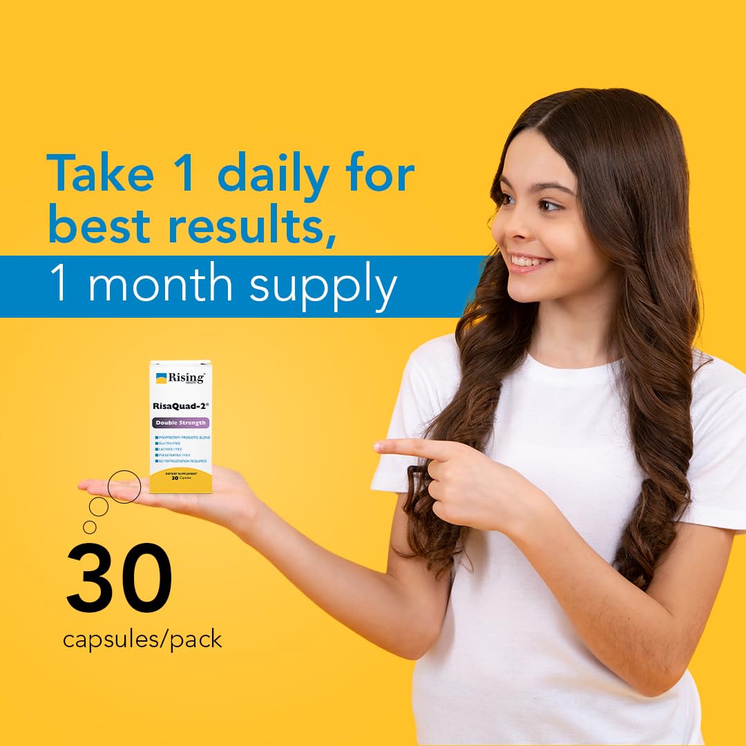 Close-up of Rising Risaquad-2 capsules highlighting easy daily use.