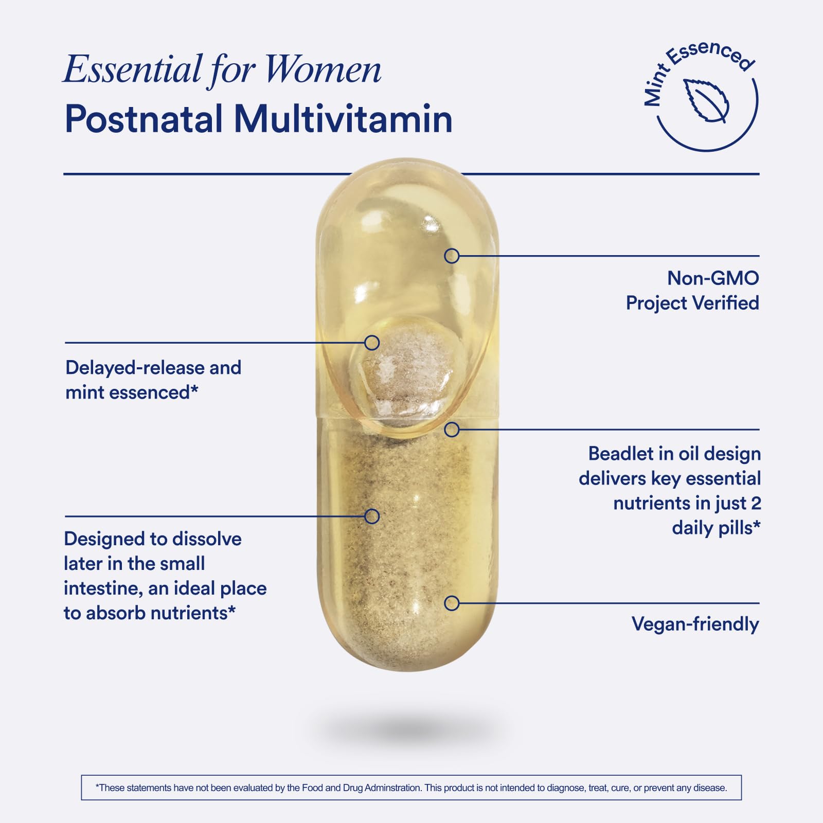 Ritual Essential postnatal multivitamin citrus tab shown for daily dosing