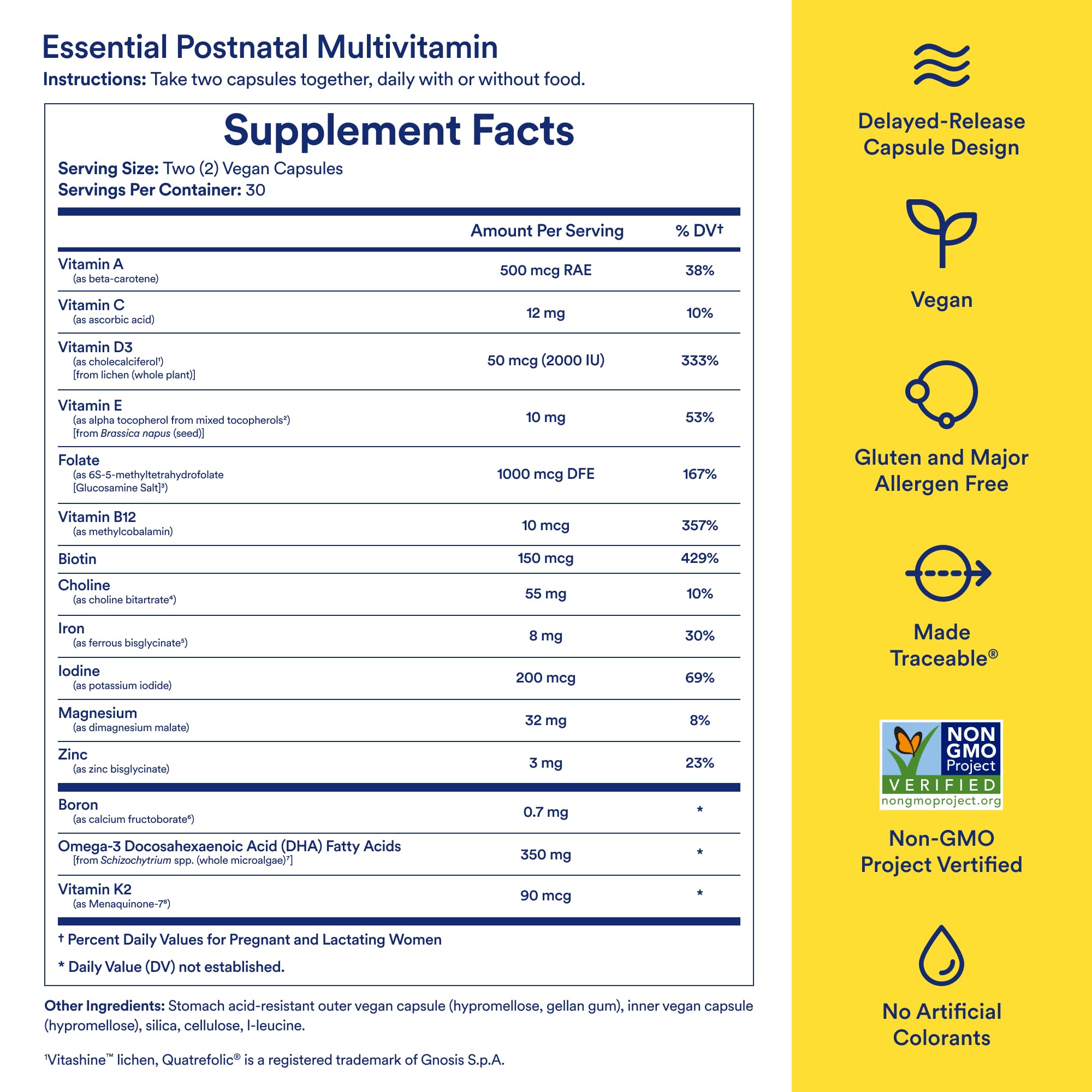 Ritual Essential postnatal multivitamin daily-use image emphasizing omega-3 DHA from microalgae