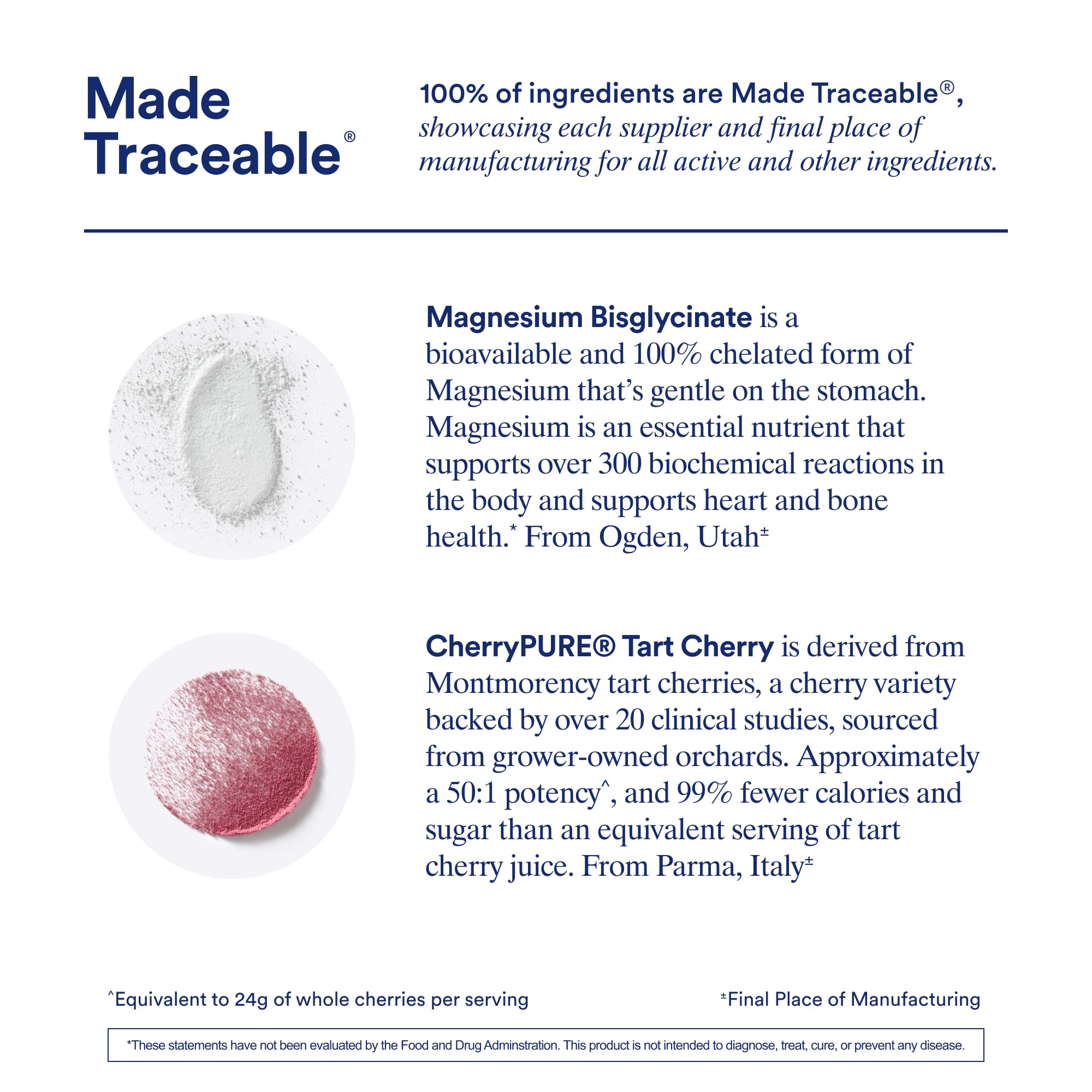 Ritual Magnesium+ with science-backed tart cherry research notes.