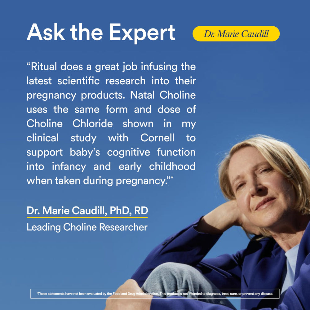 Clean Label Project certification badge on Ritual Natal Choline packaging