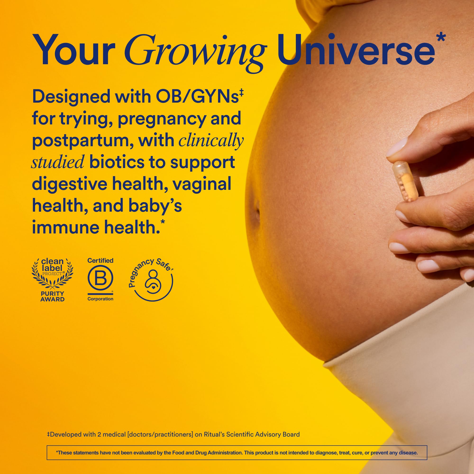 Ritual Natalbiotic digestive health: prebiotic PreforPro and probiotic support gut balance.
