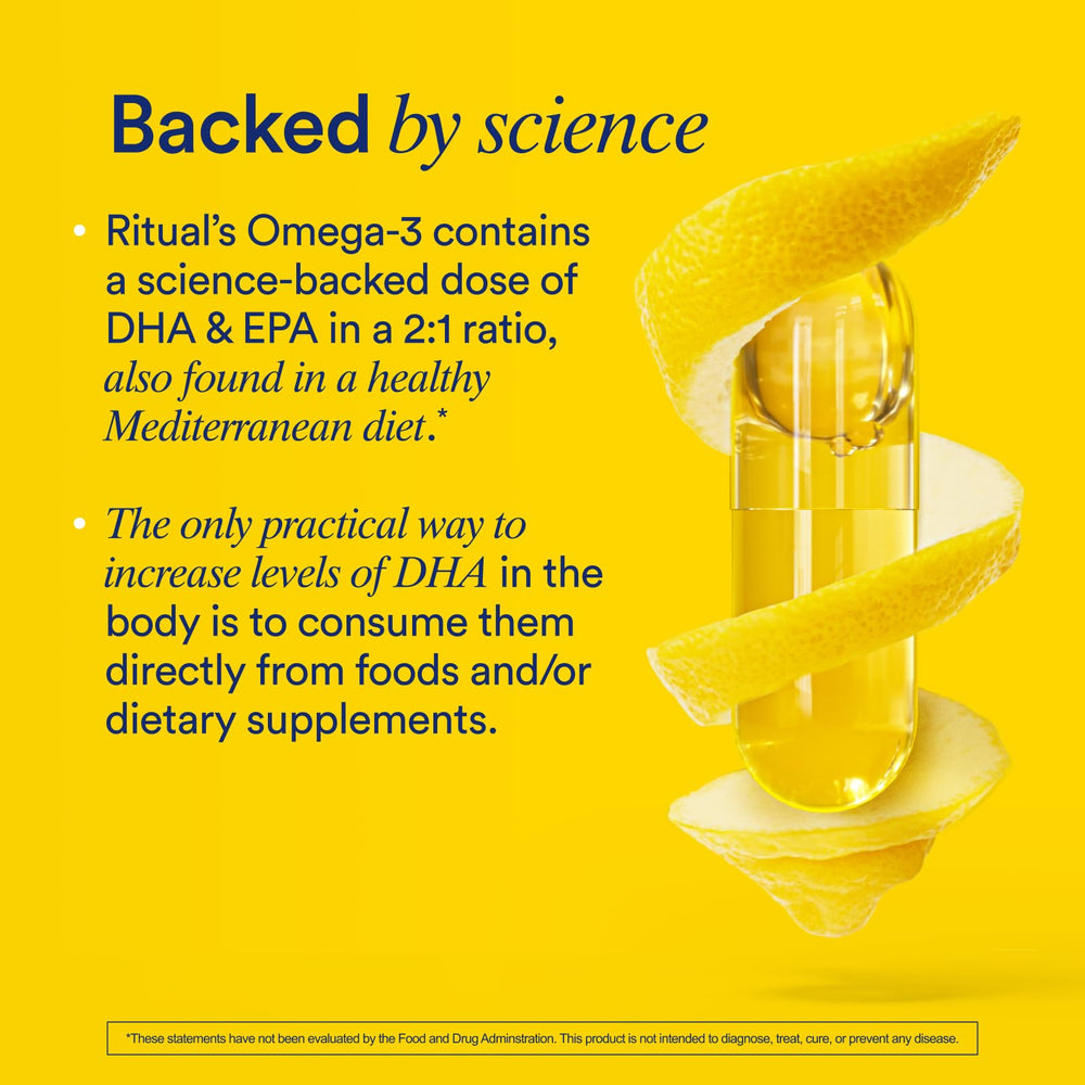 Ritual Omega-3 bioavailable algae-derived oil for easy absorption.