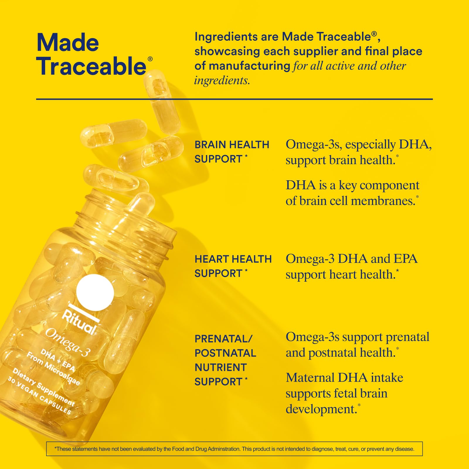 Ritual Omega-3 may support brain and heart health as part of daily routine.