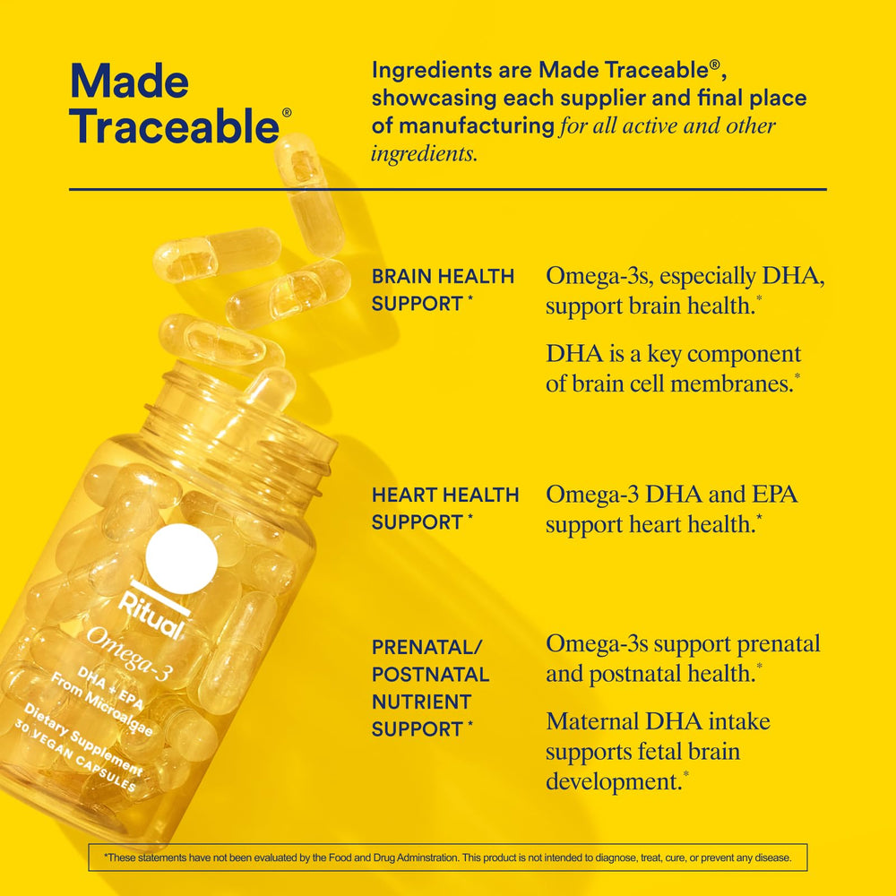 Ritual Omega-3 may support brain and heart health as part of daily routine.