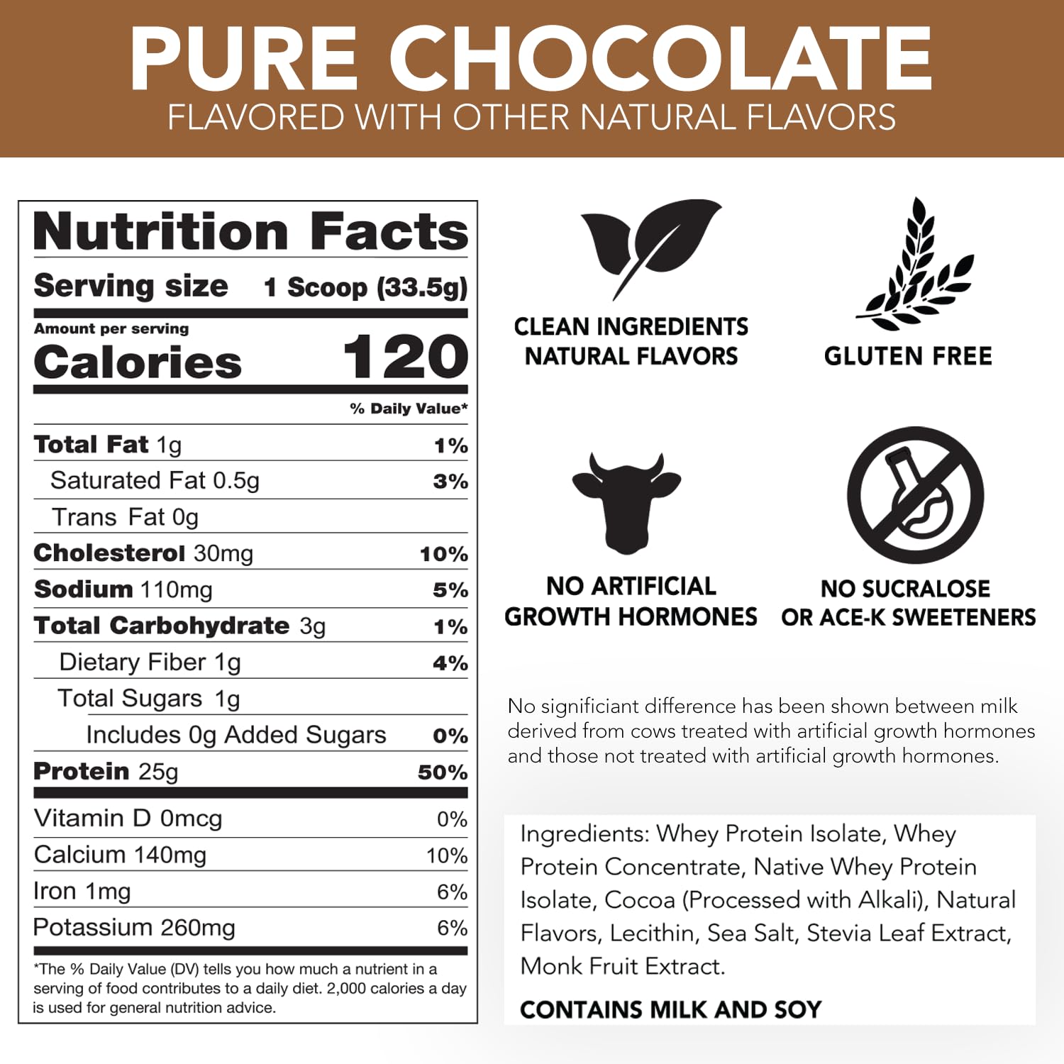 Scoop of Clean Rival Whey chocolate powder with 25 g protein per serving