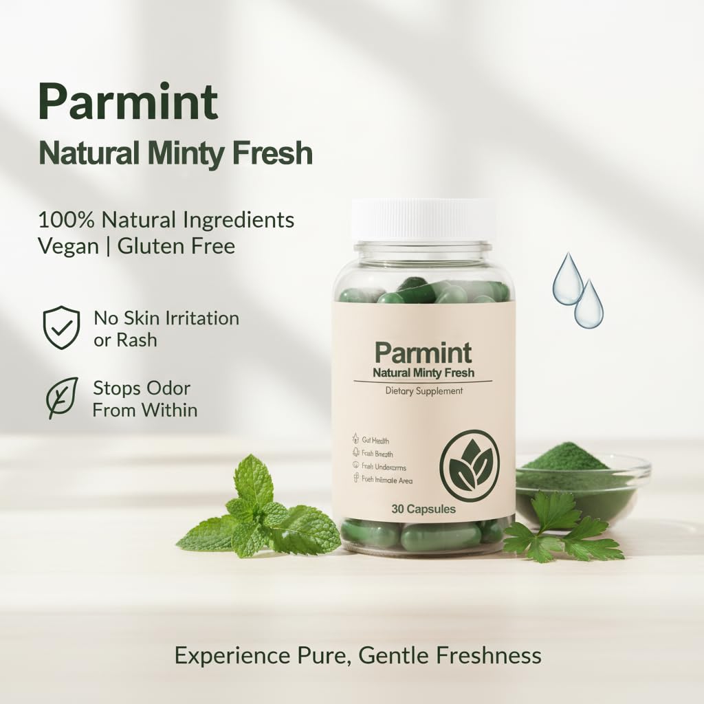 RIWYDMA Parmint capsules close-up shows easy-to-swallow daily dose.