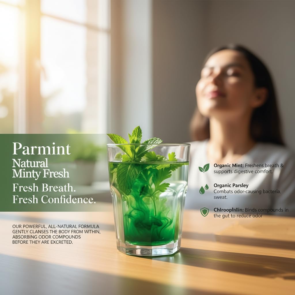 RIWYDMA Parmint daily-use scene with water and capsule for convenient routine.