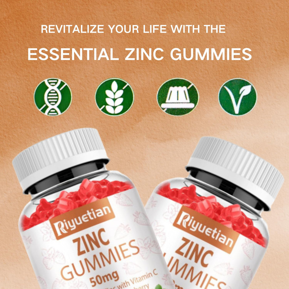 Riyuetian Zinc Gummies ingredients list image highlighting formula.