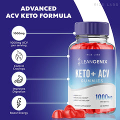 Gummies bottle row with label highlighting keto + ACV blend for focus
