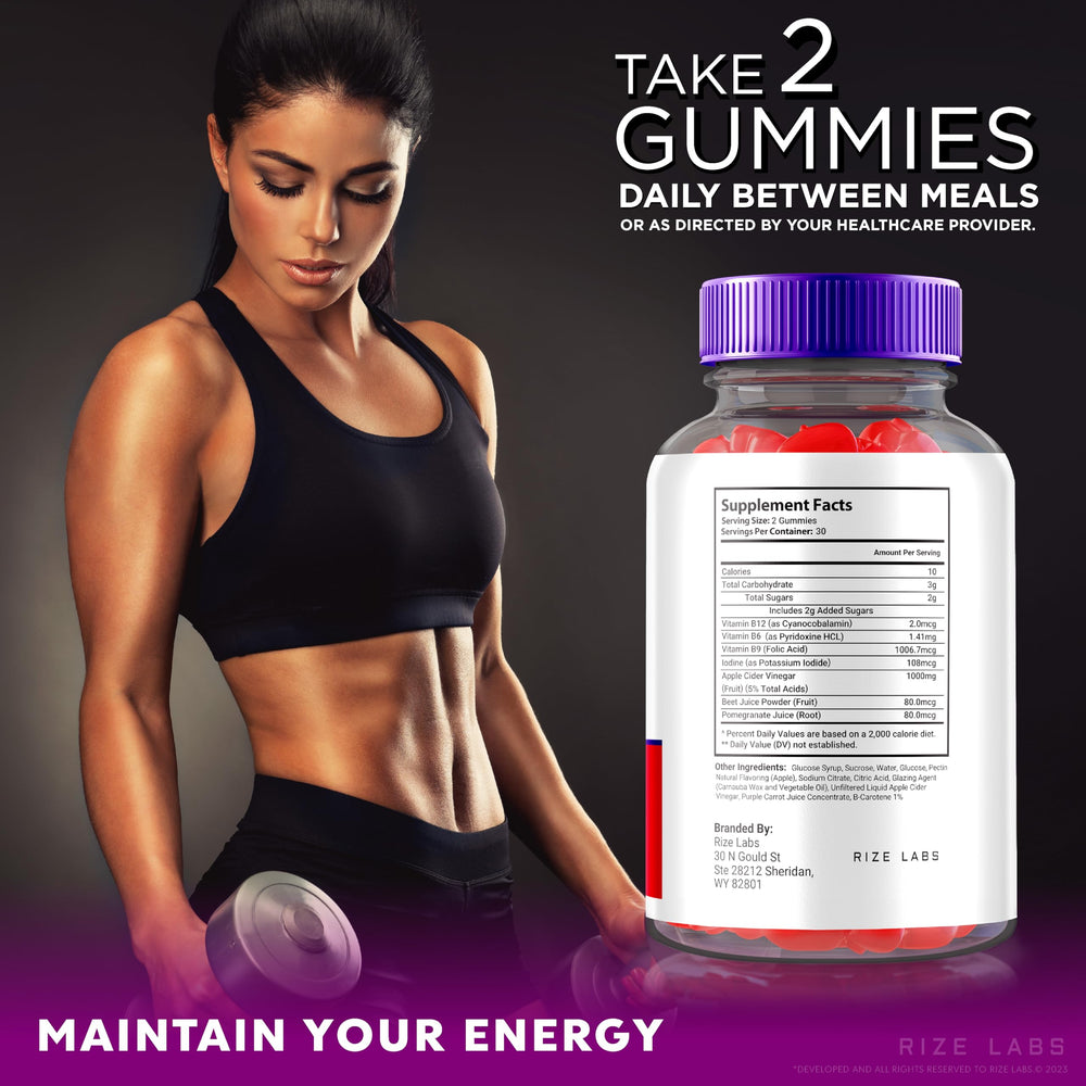 Rize Labs Metabolix Keto Plus ACV Gummies jar pouring gummies into hand.