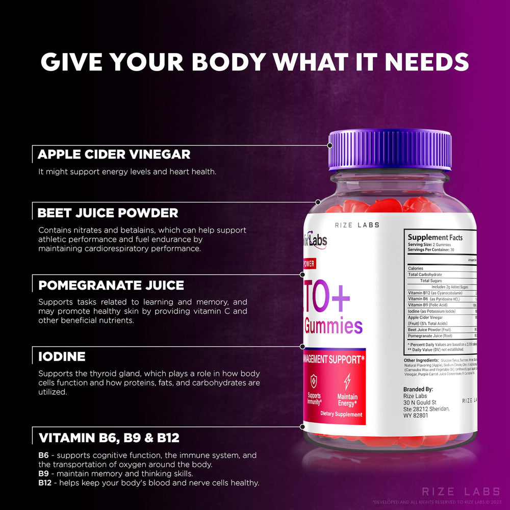 Rize Labs Metabolix Keto Plus ACV Gummies product shot with a bright tangy vibe.