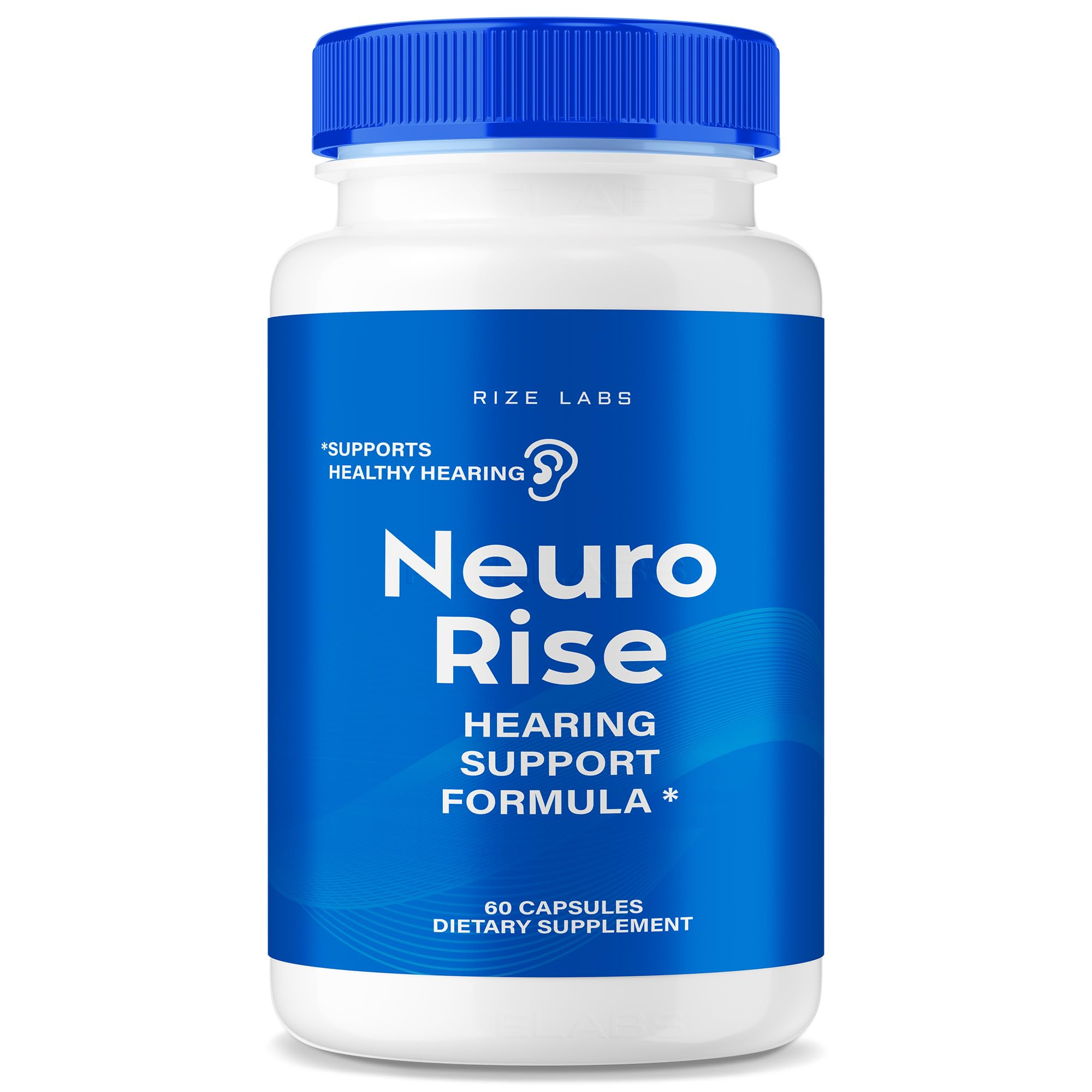 Rize Labs Neuro Rise bottle for daily ear health support.
