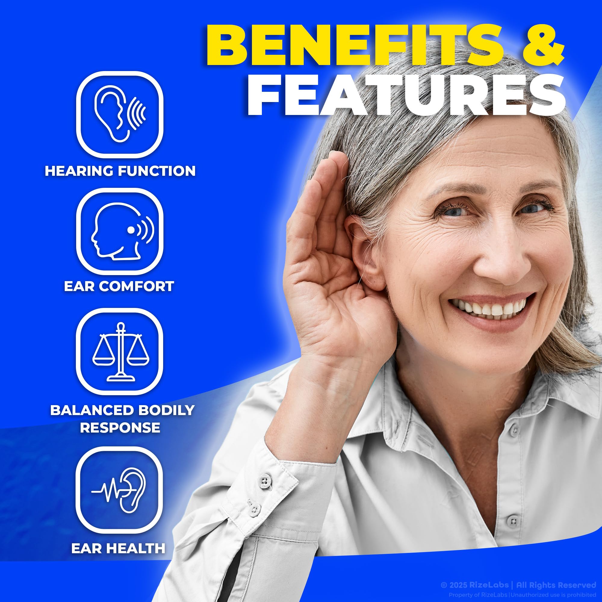 Label design of Neuro Rise emphasizes tinnitus and noise support features.