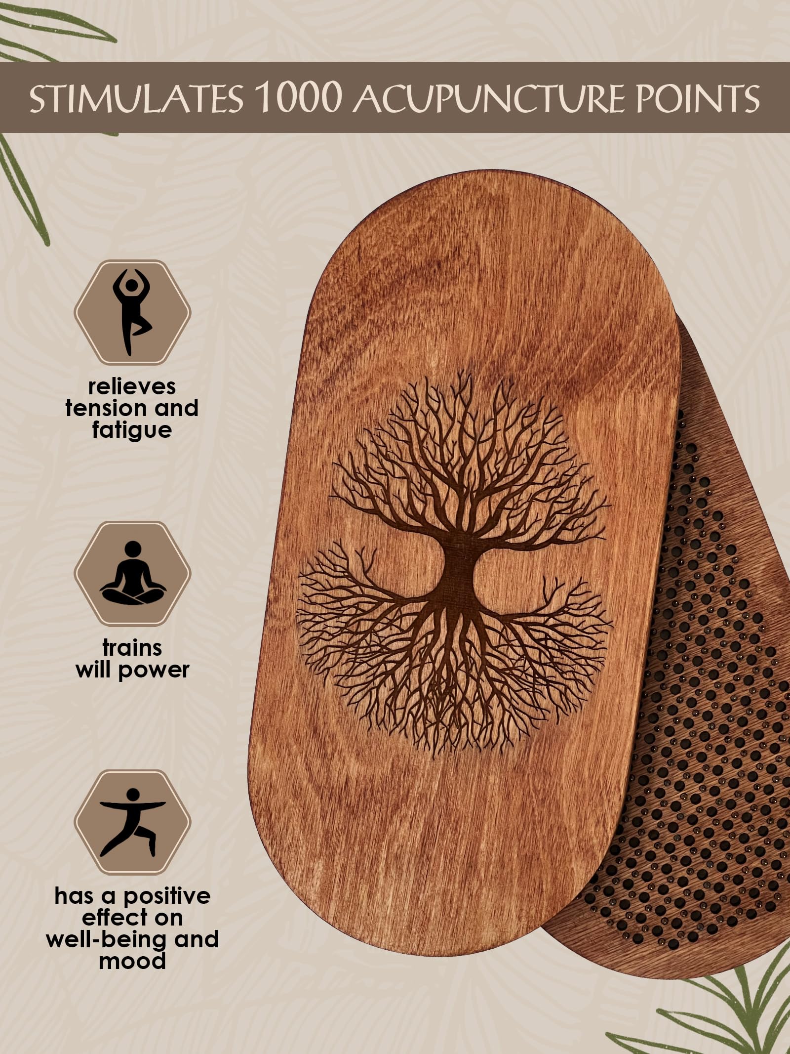 RIZONE Oak8 sadhu-board for mindful yoga and meditation sessions with gentle pressure.