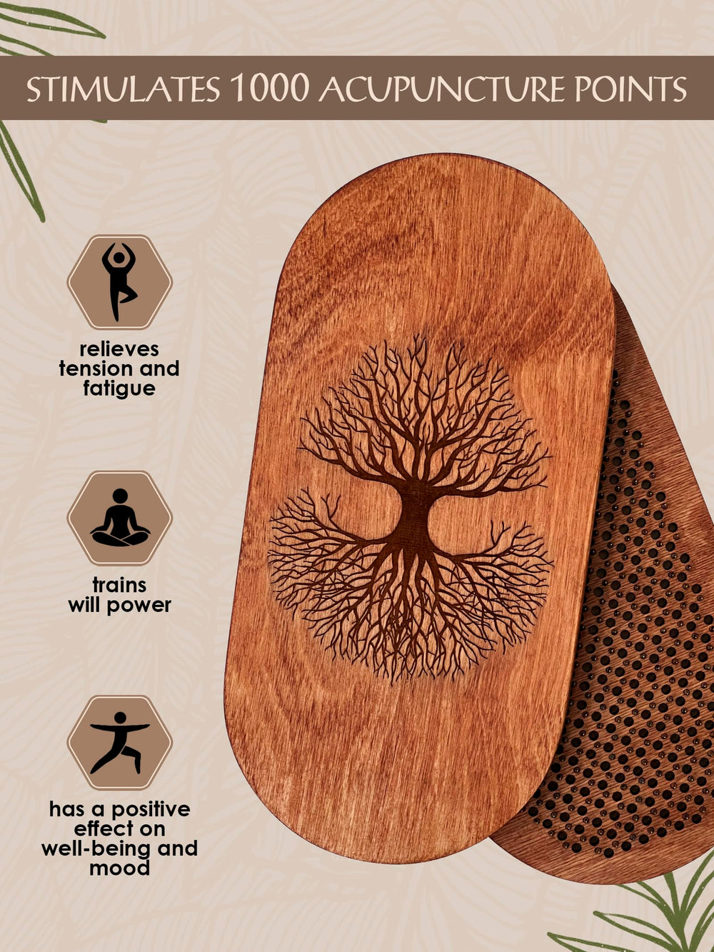 RIZONE Oak8 sadhu-board for mindful yoga and meditation sessions with gentle pressure.
