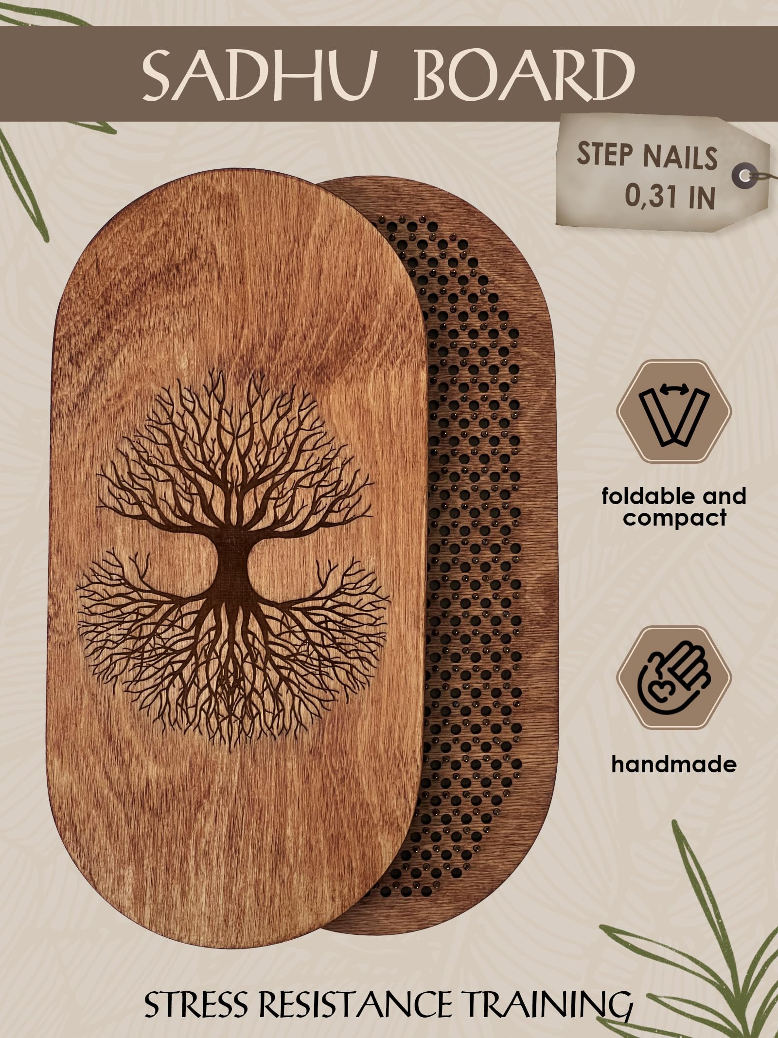 RIZONE Oak8 standing-on-nails setup enhances balance during practice.