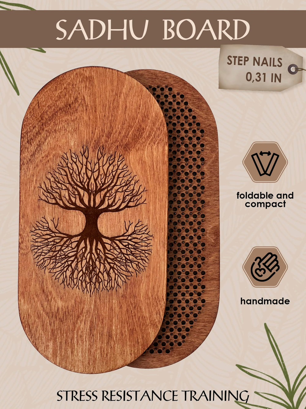RIZONE Oak8 standing-on-nails setup enhances balance during practice.