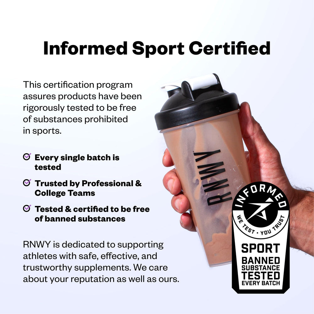 RNWY acai protein single-serving pouch for travel and busy mornings.