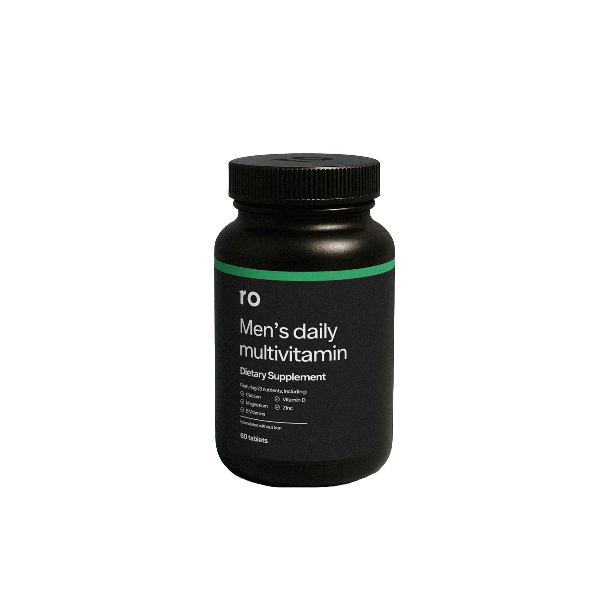 Ro Daily Multivitamin for Men bottle front showing peppermint flavor label for daily activity support