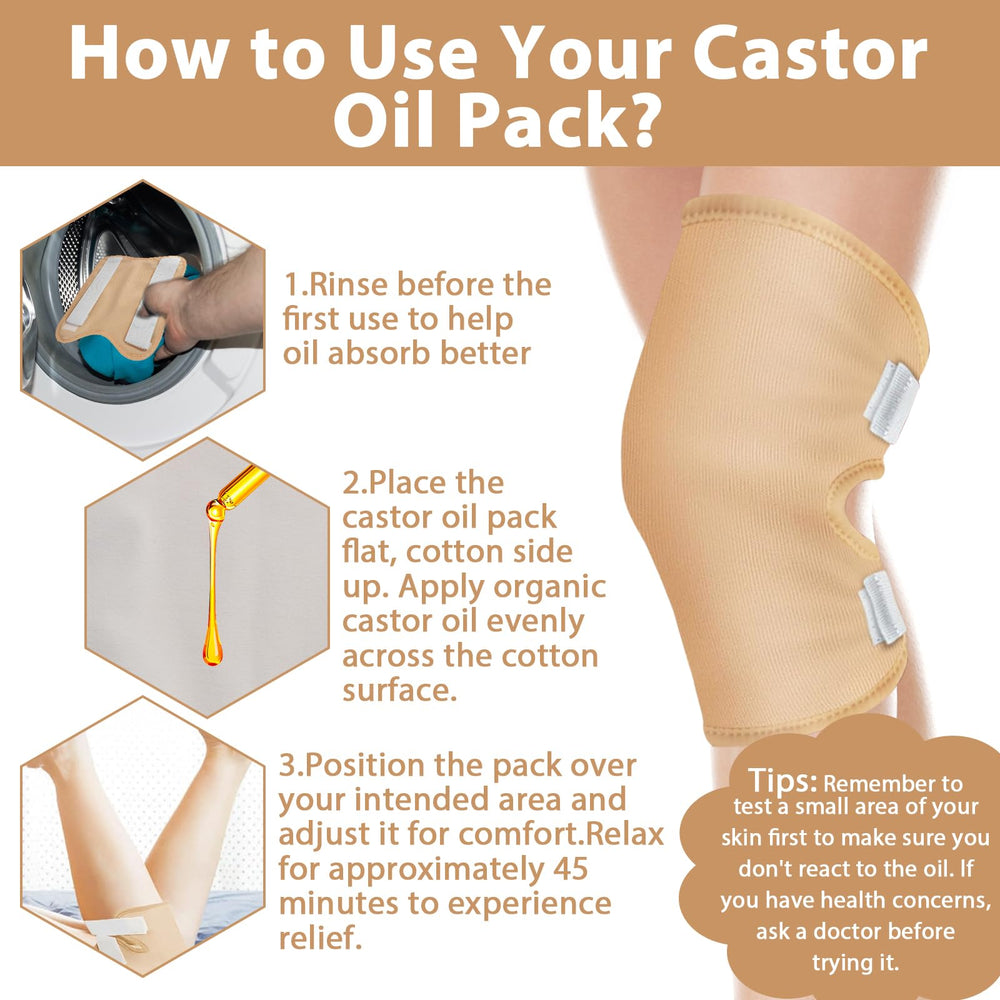 ROBOHOOK Castor Oil Knee Wrap versatile coverage for knees, elbows, thighs with ROBOHOOK wrap.