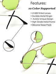 RobRia aviator color-therapy glasses with blue lens for calm focus and relaxed chic.