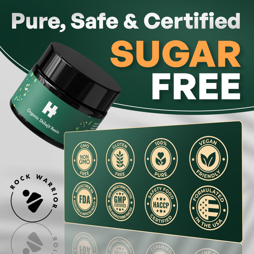 Rock Warrior Shilajit resin closeup highlighting fulvic acid content