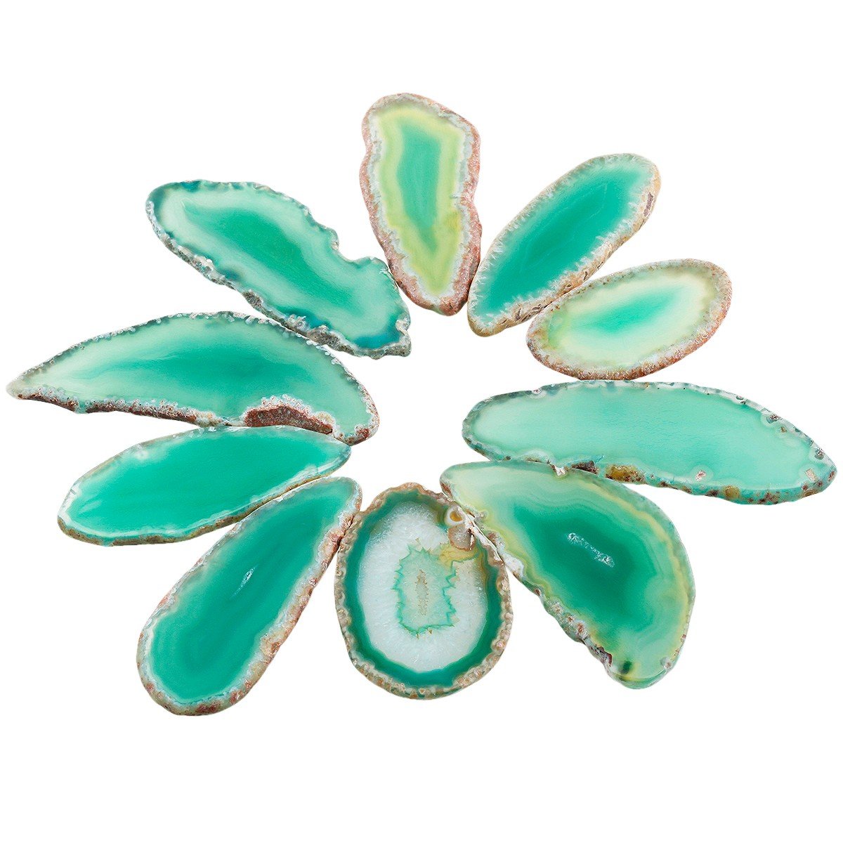 Rockcloud agate green slice for home decor and jewelry making.