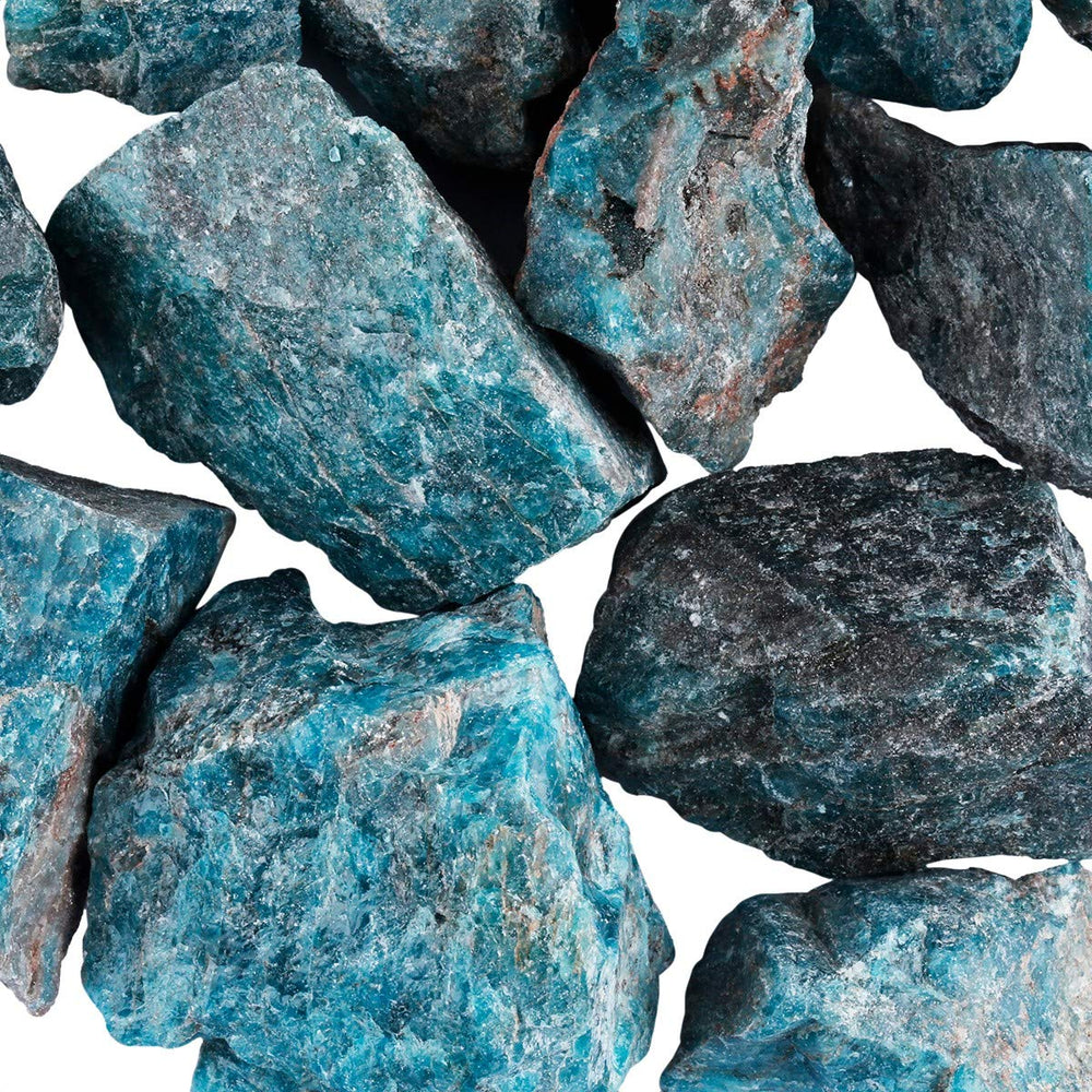 Close-up of Rockcloud Blue Apatite showing natural texture and color variance.