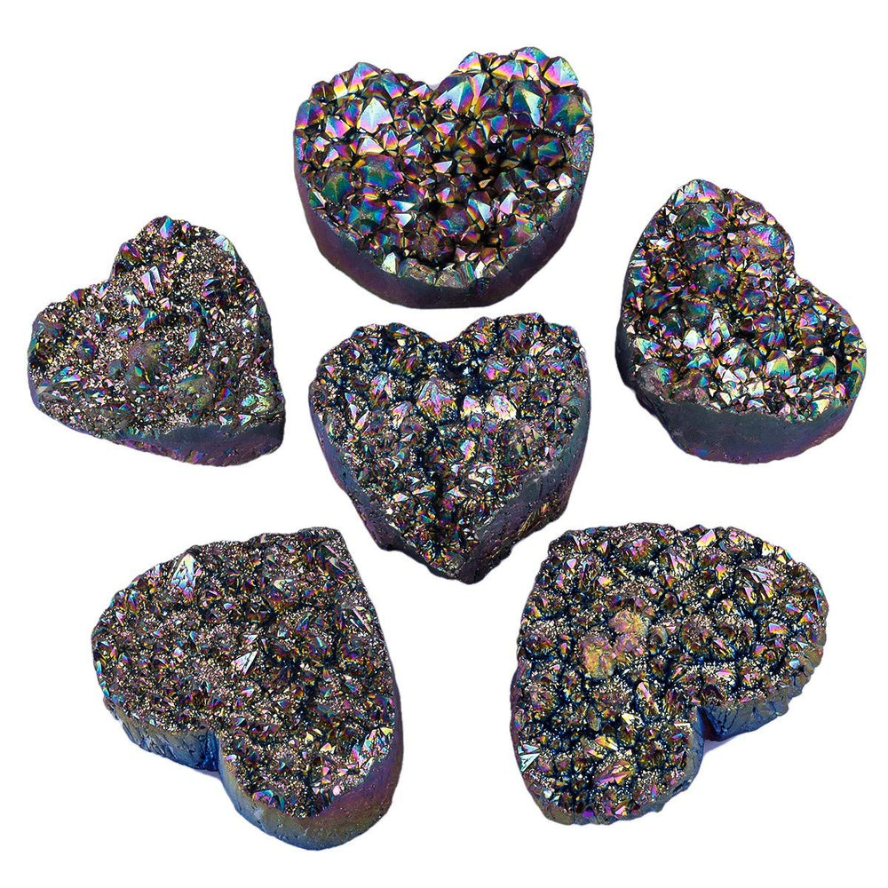 Rockcloud titanium-coated quartz cluster serves as a pocket stone for daily relaxation and focus.