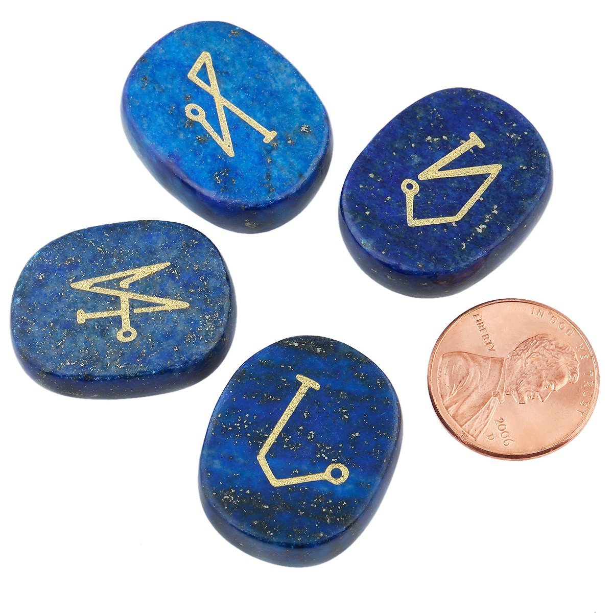 Rockcloud angel-symbol etched stones in a 4-piece set for personal grids