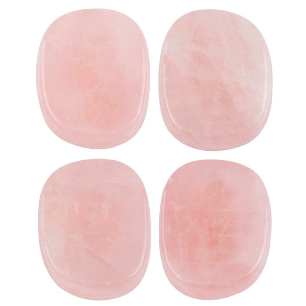 Rockcloud hand-carved rose quartz stones showing natural variation