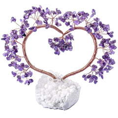 Rockcloud heart-crystal money tree with quartz geode base enhances home ambiance and luck.
