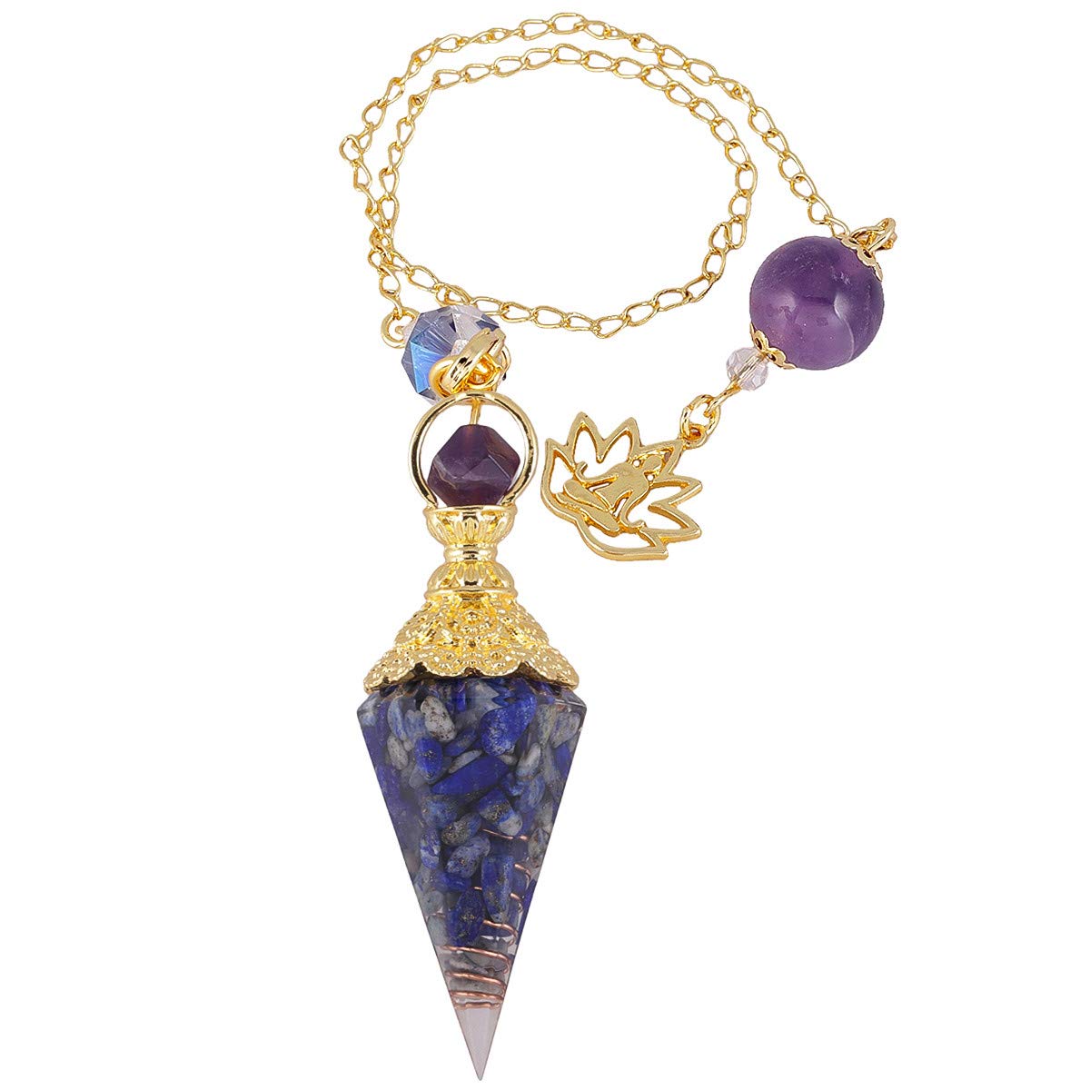 Rockcloud hexagonal pointed crystal pendulum showcases six-facet craftsmanship for balance