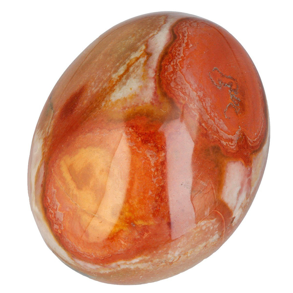 Rockcloud irregular polished Ocean Jasper pebble; ideal for calming touch and mindful breathing.
